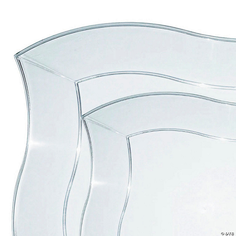 Clear Wave Plastic Dinnerware Value Set - 20 Dinner Plates + 20 Salad Plates Image
