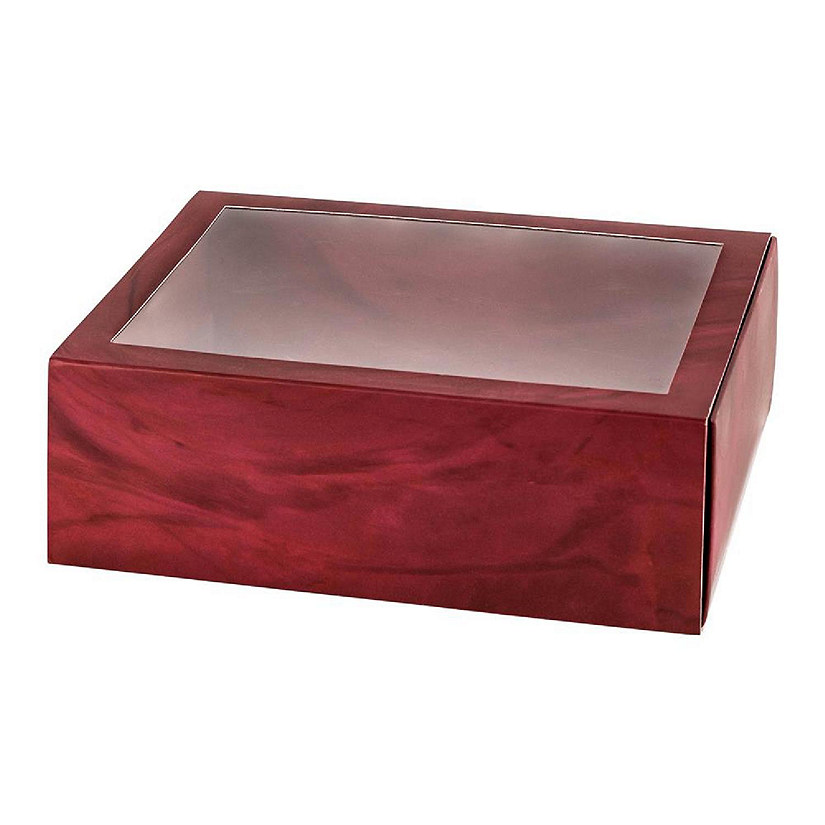 Clear Window Gift Boxes Rectangle Burgundy 7.5" X 5" X 2.5" 12 Pack Image