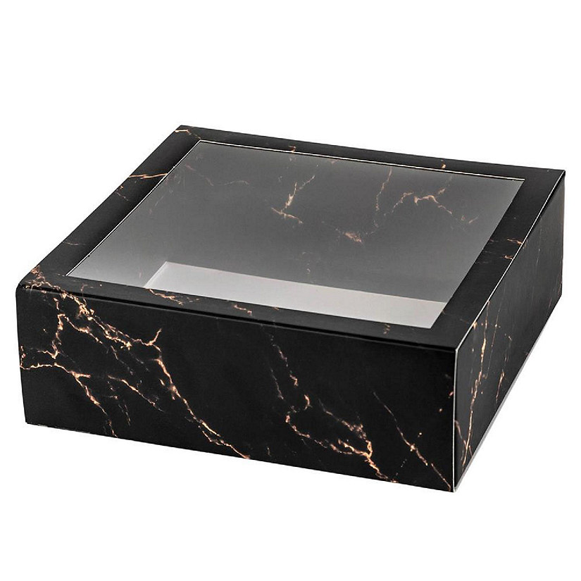 Clear Window Gift Boxes Square Black 6" X 6" X 2" 12 Pack Image