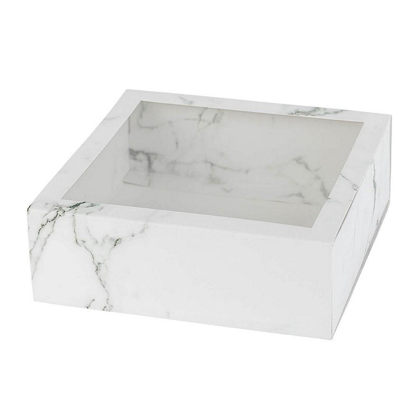 Clear Window Gift Boxes Square White 6" X 6" X 2" 12 Pack Image