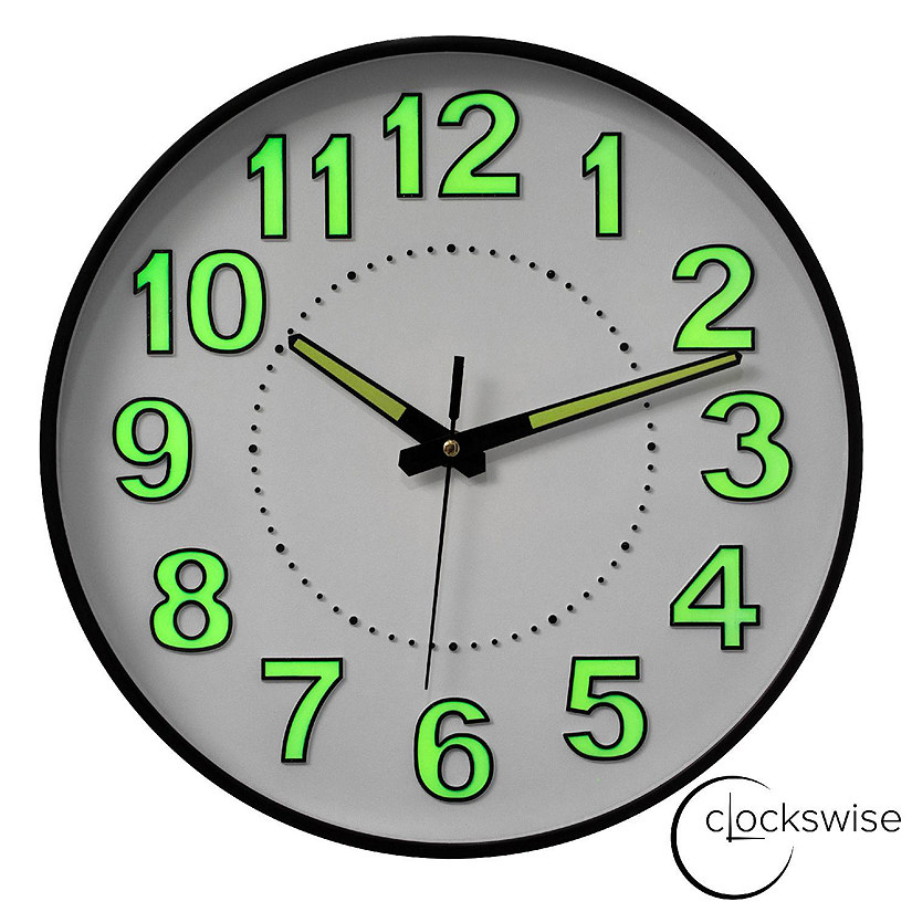 Clockswise 12-in Glow-in-the-Dark Decorative Wall Clock Image
