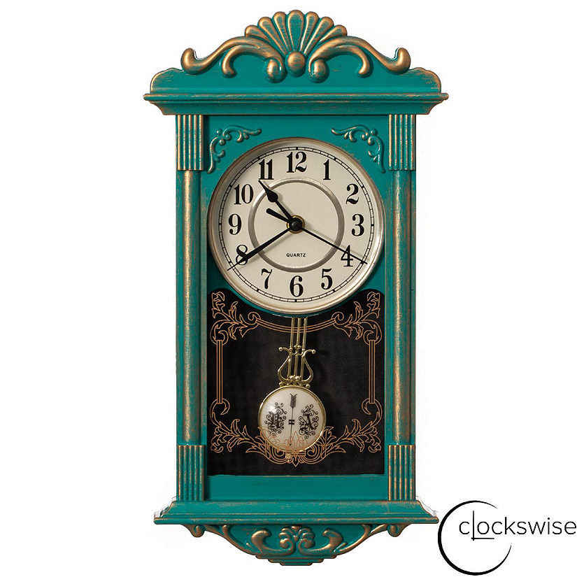 Clockswise Vintage Grandfather-Style Wall Clock with Wood-Effect Plastic Pendulum Image