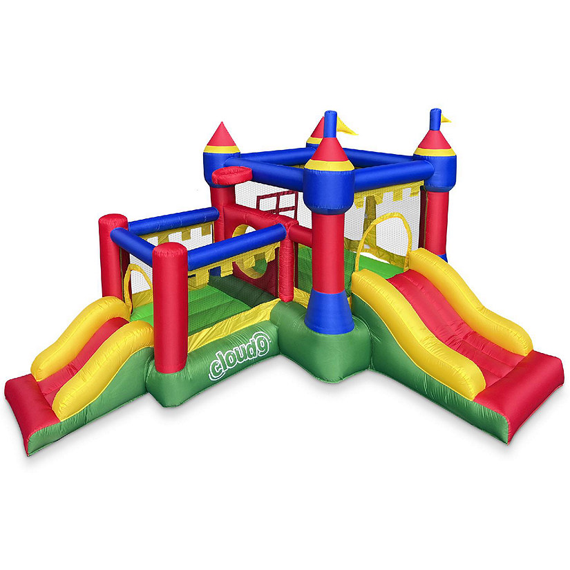 Cloud 9 Castle Bounce House with Two Slides and Blower, Inflatable Bouncer for Kids Image