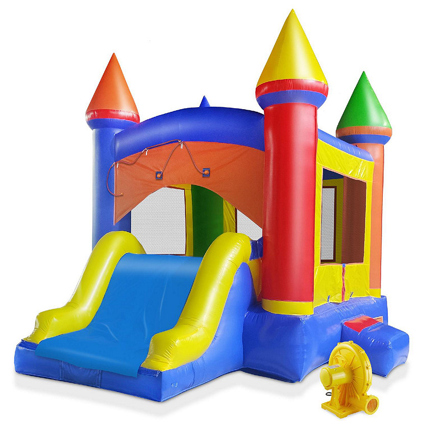 Cloud 9 Commercial Castle Bounce House for Kids, Bouncer with Water Slide and Blower Fan Image
