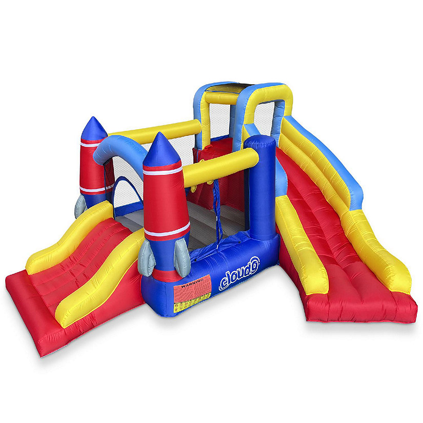 Cloud 9 Rocket Bounce House with Two Slides and Blower, Inflatable Bouncer for Kids Image