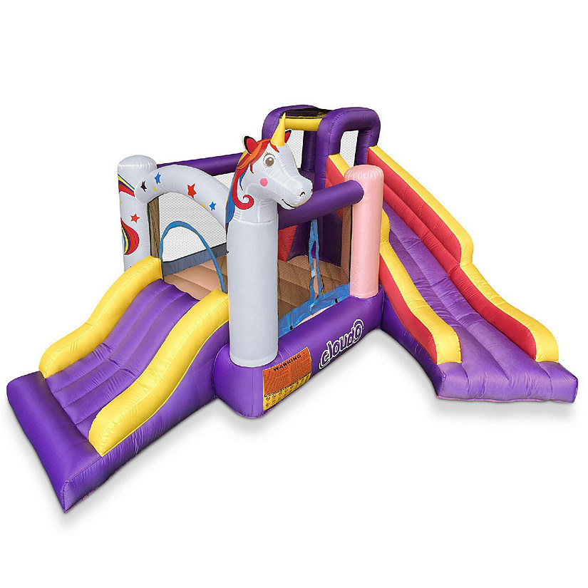 Cloud 9 Unicorn Bounce House with Two Slides and Blower, Inflatable Bouncer for Kids Image