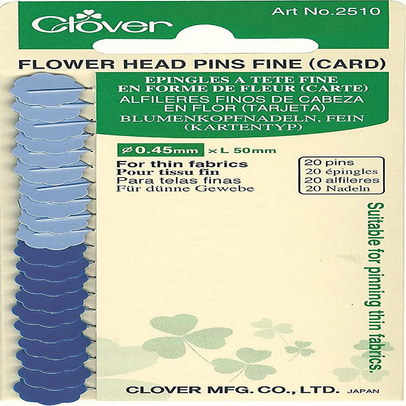 Clover Blue Flower Head Patchwork Pins by Clover for Light Weight Fabric Image