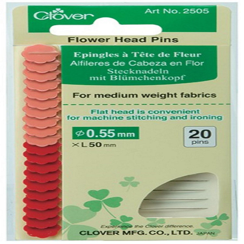 Clover Flower Head Pink Fine Pins for Medium Weight Fabrics 20 pc pack Image