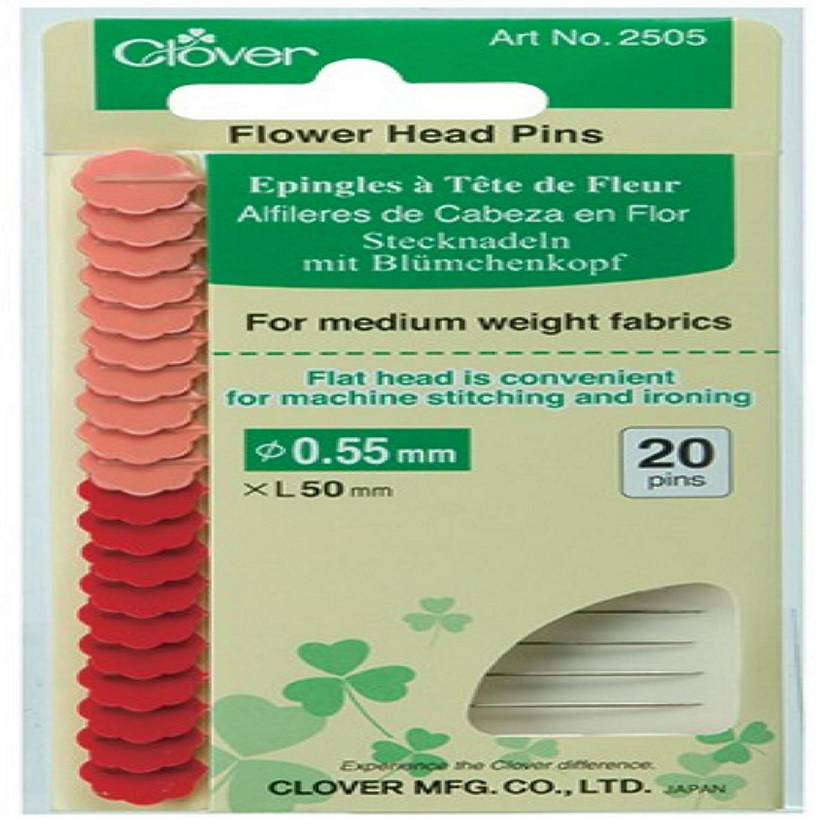 Clover Flower Head Pink Fine Pins for Medium Weight Fabrics 20 pc pack