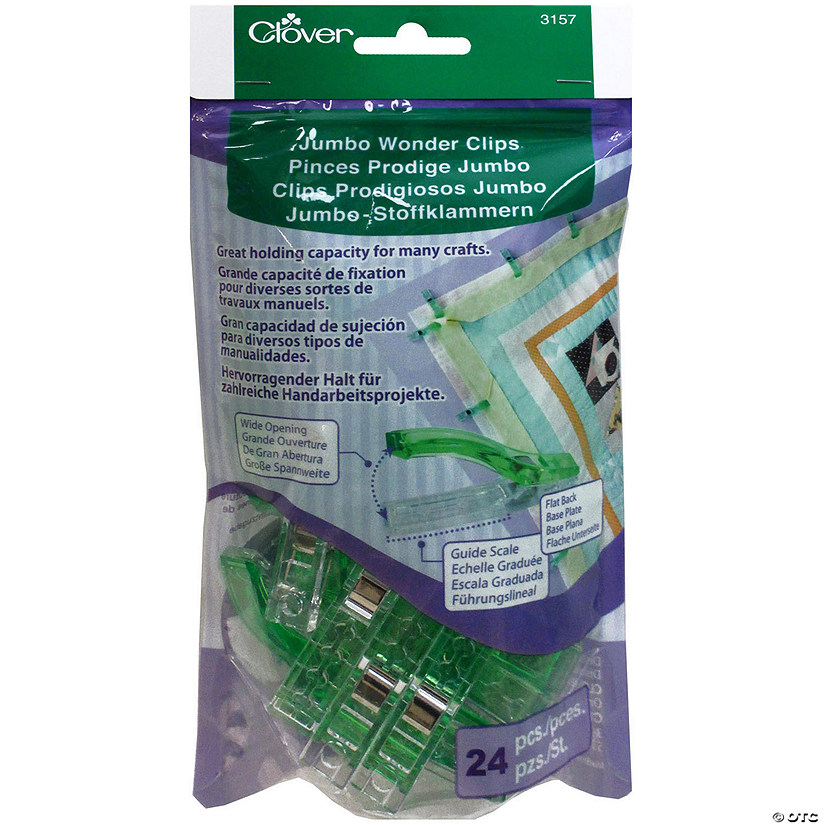 Clover Wonder Clips Jumbo Green 24pc