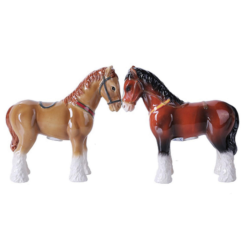 Clydesdale Horses Magnetic Ceramic Salt and Pepper Shaker Set Image