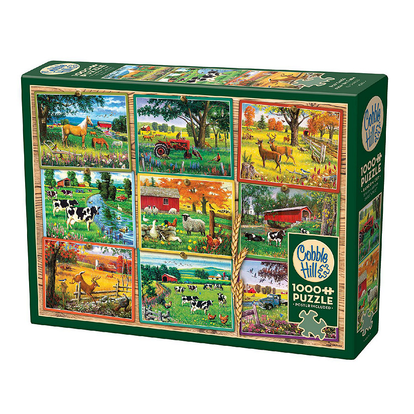 Cobble Hill 1000 Piece Puzzle: Postcards From The Farm - Reference Poster Image
