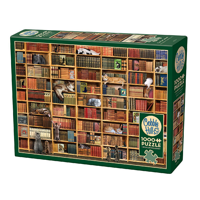 Cobble Hill: The Cat Library 1000 Piece Puzzle Image