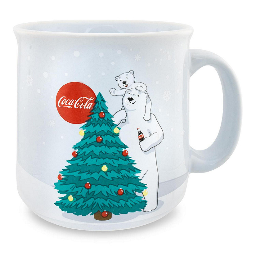 Coca-Cola Holiday Polar Bears Ceramic Camper Mug  Holds 20 Ounces Image