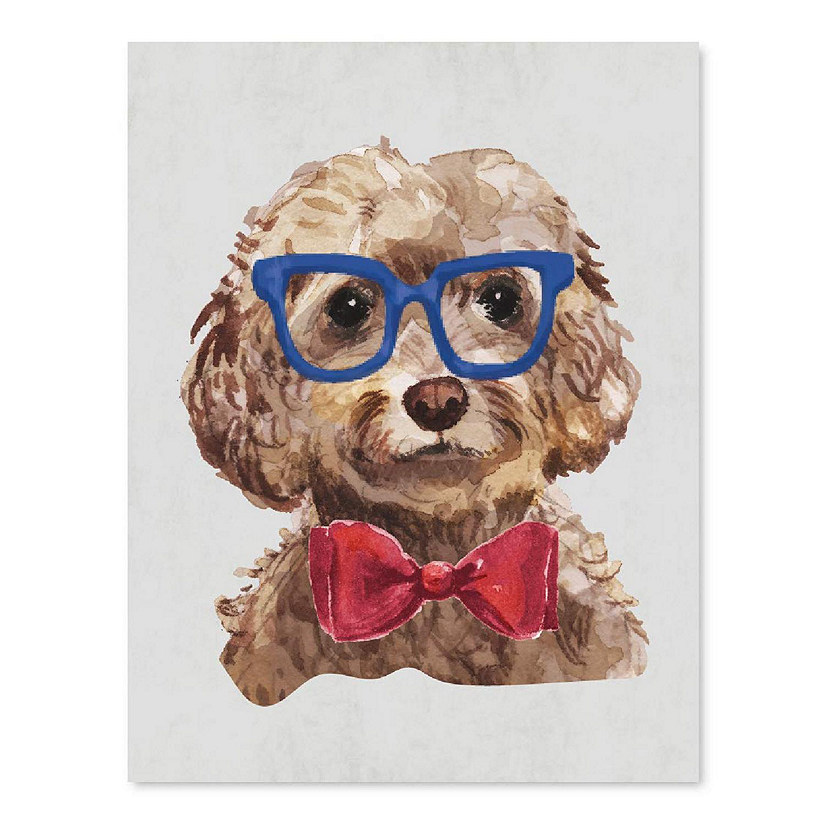 Cockapoo Print Glasses Red Bow 8.5x11in Image