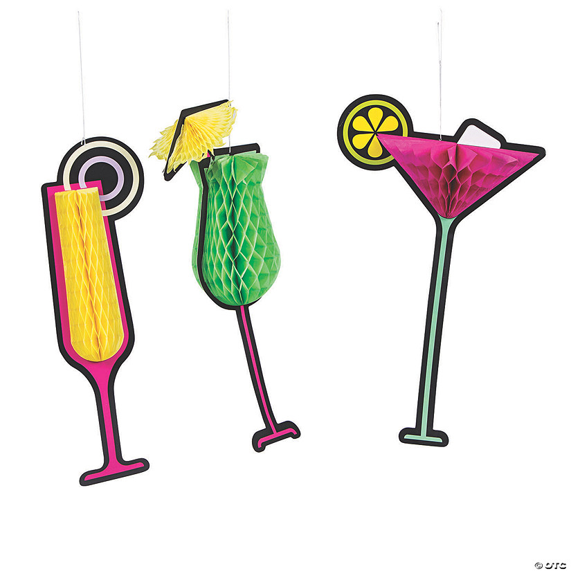 Cocktail Party Hanging Honeycomb Decorations - 3 Pc. Image