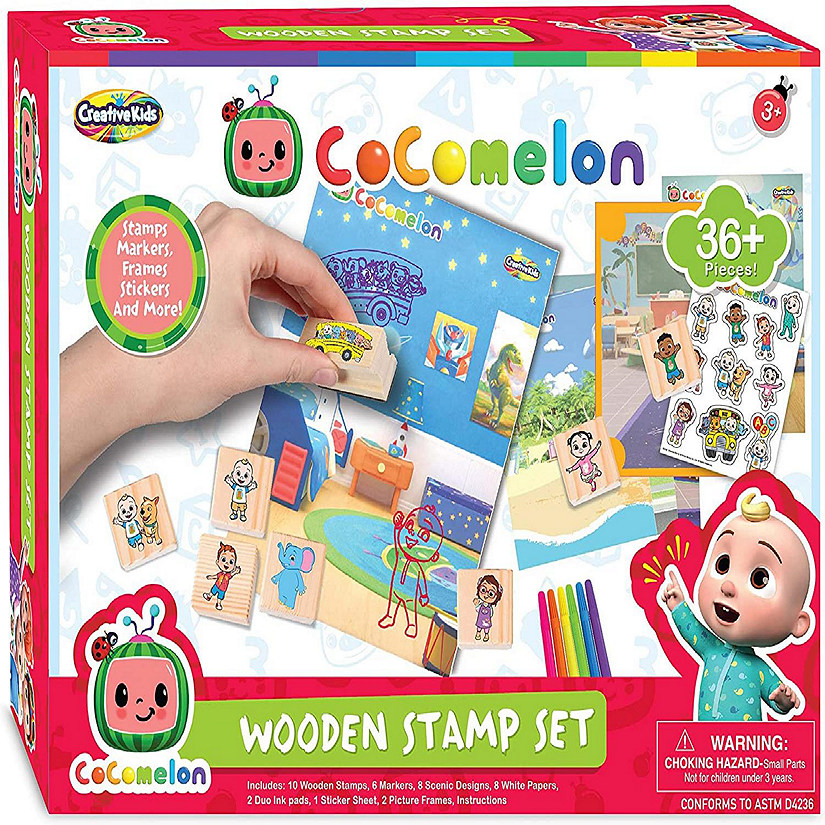 Cocomelon Stamp Set by Creative Kids- 36+ Piece Wooden Stamps Set Includes Ink Pads Ages 3+ Image