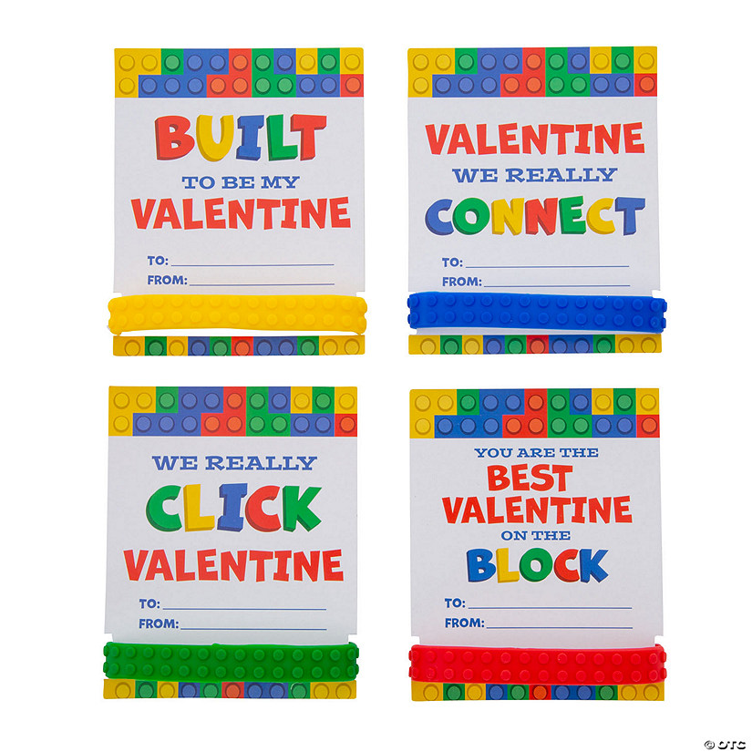 Color Brick Bracelet Valentine Exchanges with Card for 24 Image