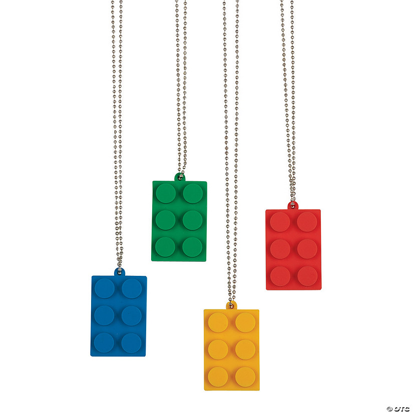Color Brick Party Dog Tag Necklaces - 12 Pc. Image