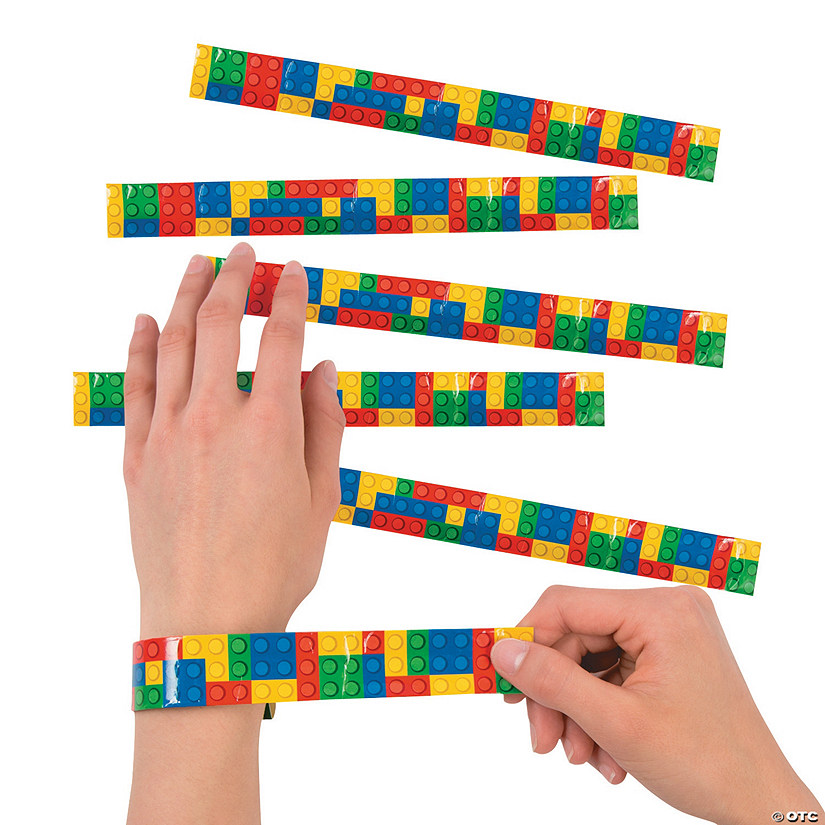Color Brick Party Slap Bracelets - 12 Pc. Image