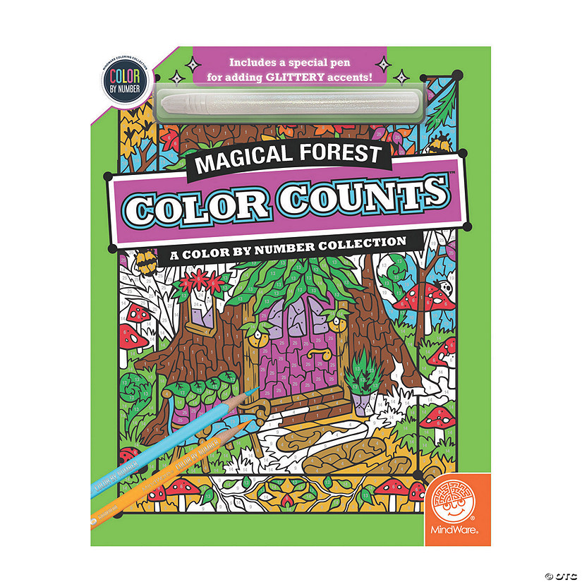 Color by Number Color Counts: Glitter Magical Forest Image