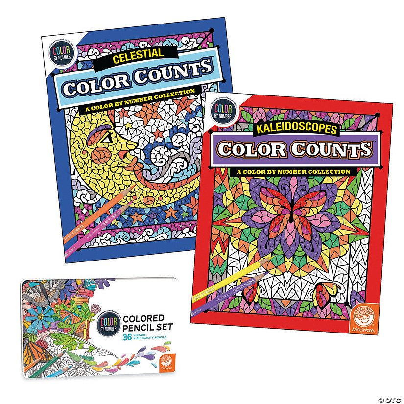 Color by Number Color Counts: Set of 2 with 36 Pencils Image