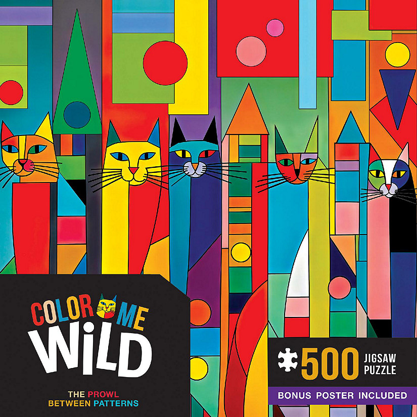 Color Me Wild - The Prowl Between Patterns 500 Piece Jigsaw Puzzle Image