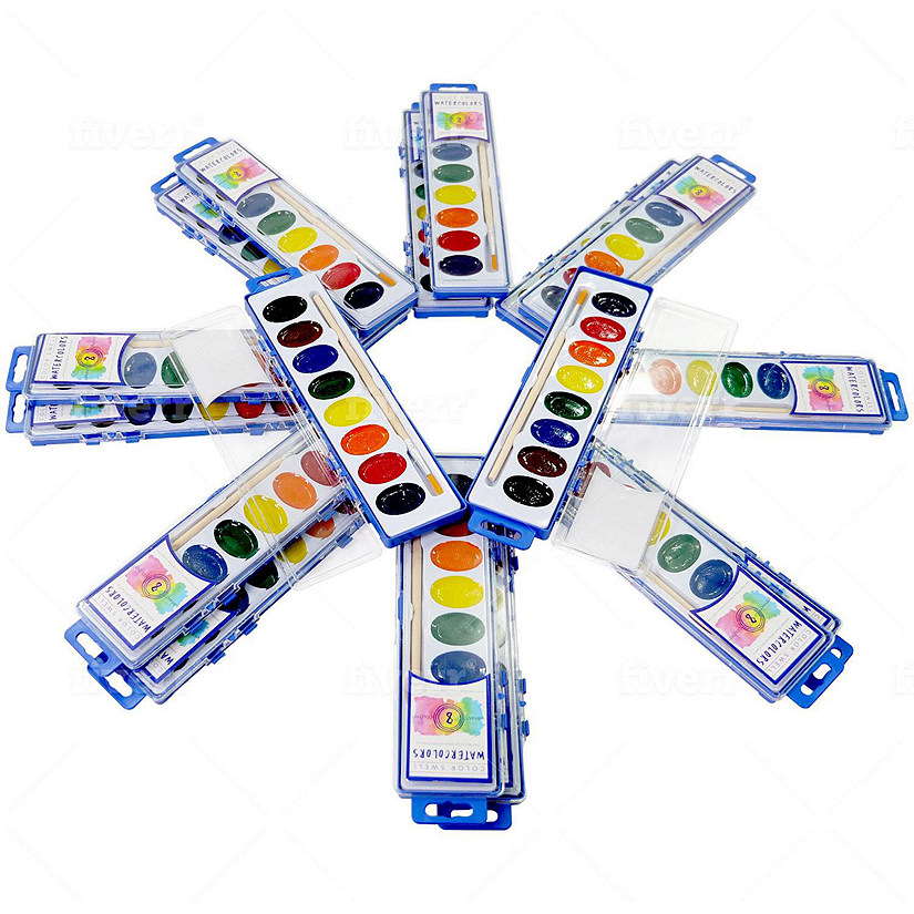 Assorted Colors Watercolor Paint Trays - Set of 12 | Oriental Trading