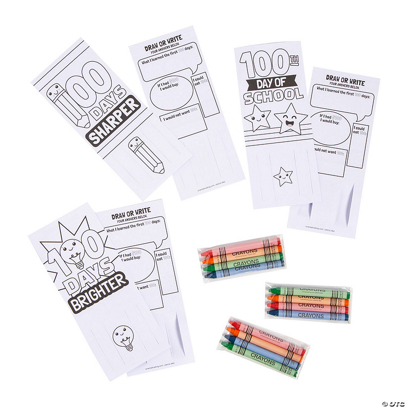 Color Your Own 100th Day Cards with Crayons for 24 Image