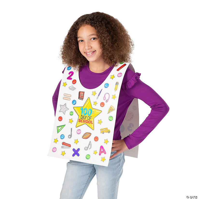 Color Your Own 100th Day of School Count to 100 Vests - 12 Pc. Image