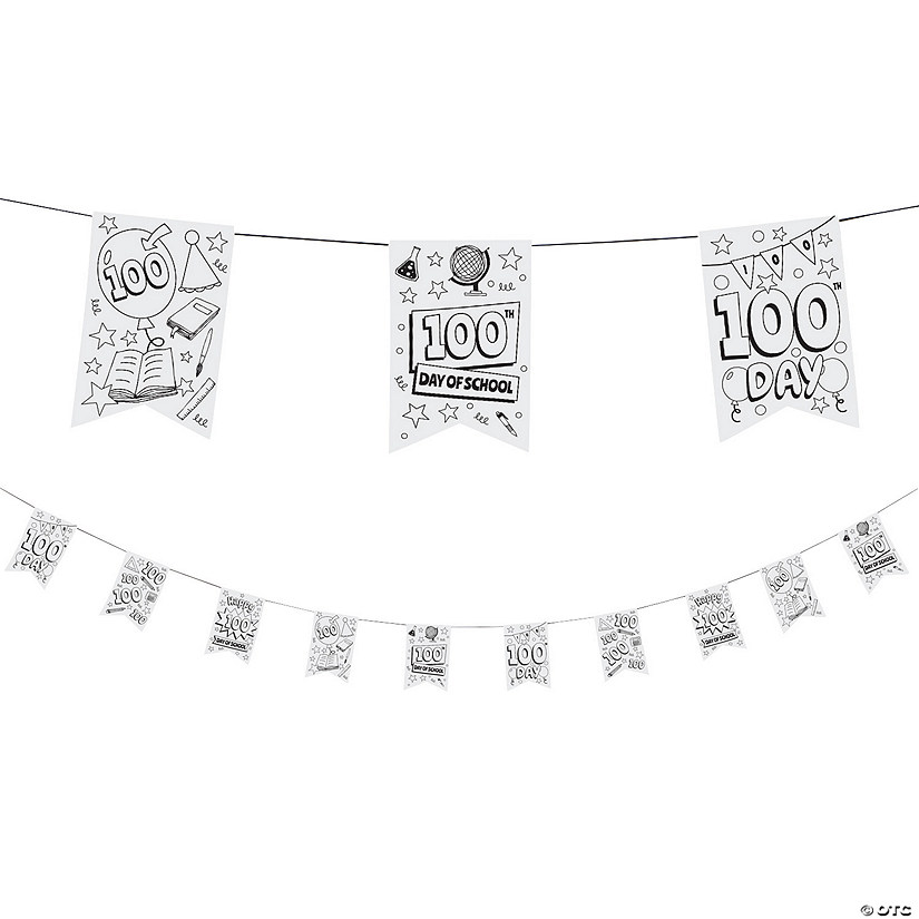 Color Your Own 100th Day of School Pennants - 30 Pc. Image