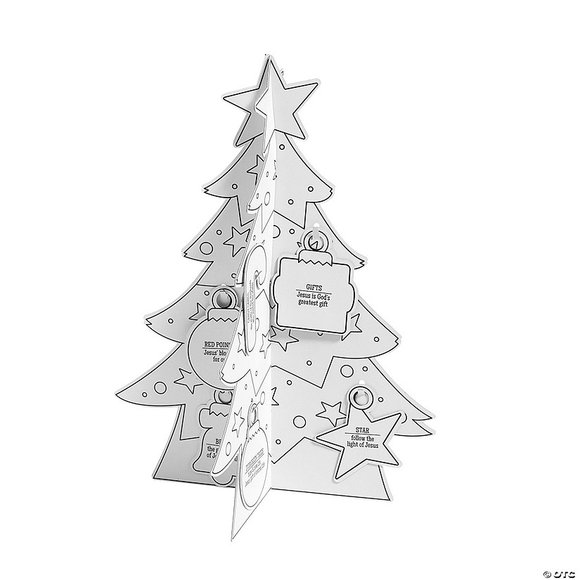 Color Your Own 3D Symbols of Faith Christmas Trees - Makes 12 Image