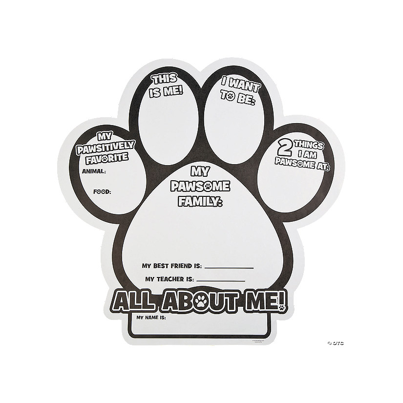 Color Your Own All About Me Paw Print Posters - 30 Pc. Image