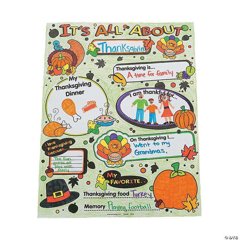 Color Your Own! "All About Thanksgiving" Posters - 30 Pc. Image