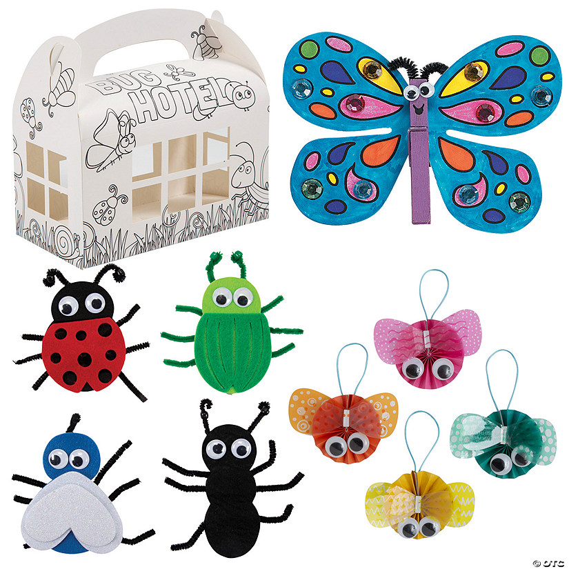 Color Your Own Bug Hotel with Bugs Craft Kit for 12 Makes 48