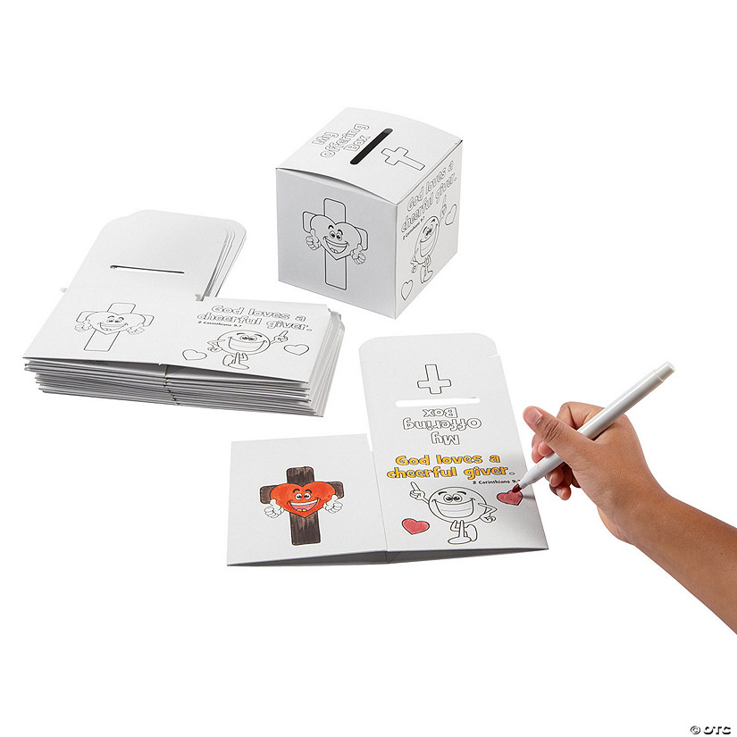 Color Your Own Cheerful Giver Offering Boxes - 12 Pc. Image