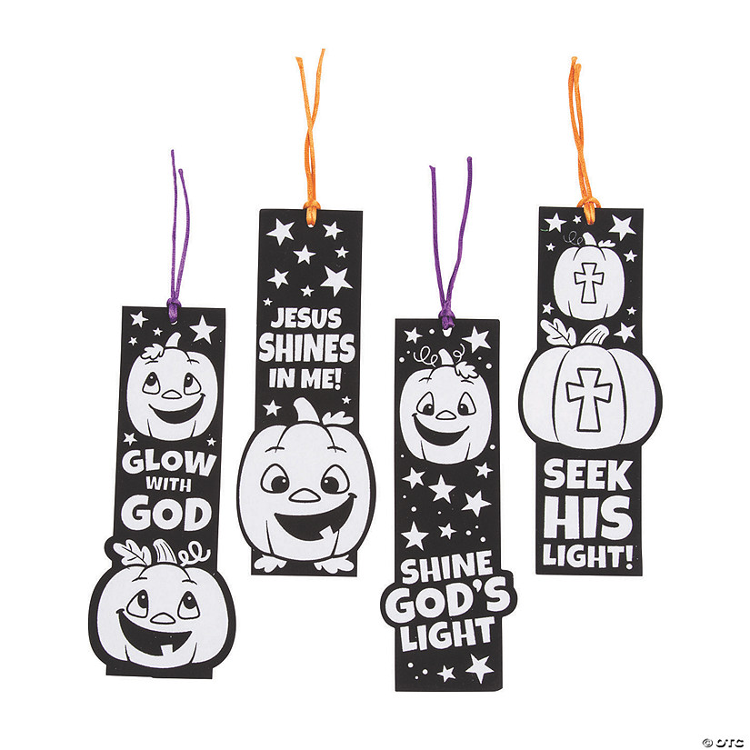 Color Your Own Christian Pumpkin Fuzzy Bookmarks - 12 Pc. Image
