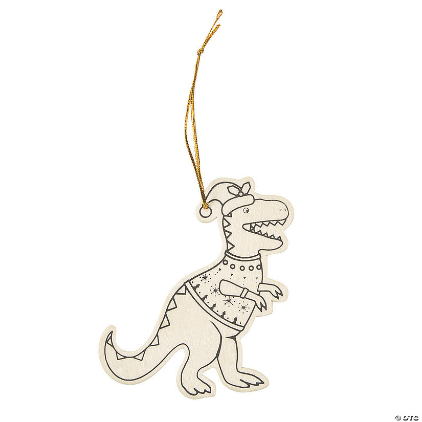 Color Your Own Christmas Dinosaur Ornaments - 12 Pc. Image