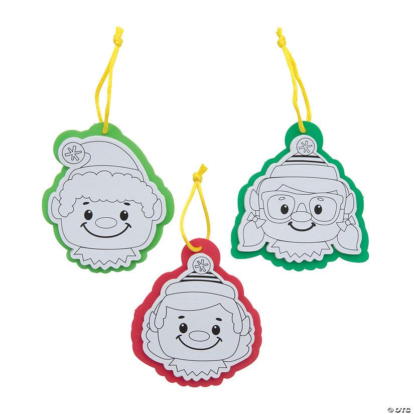 Color Your Own Christmas Elf Ornament Craft Kit - Makes 12 - Less Than Perfect Image