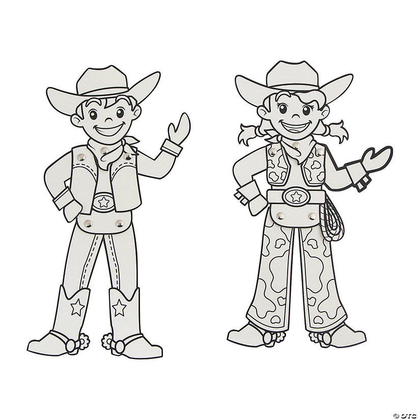 Color Your Own Cowboy & Cowgirl Jointed Characters | Oriental Trading