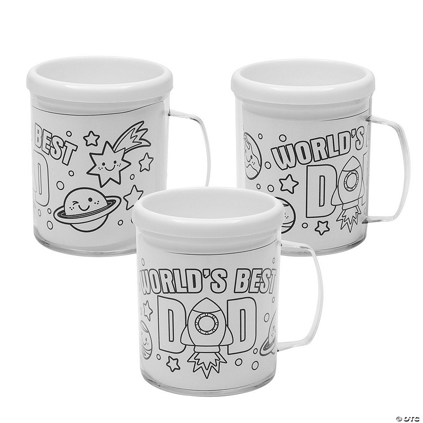 Color Your Own Dad Artist BPA-Free Plastic Mugs - 12 Ct. Image