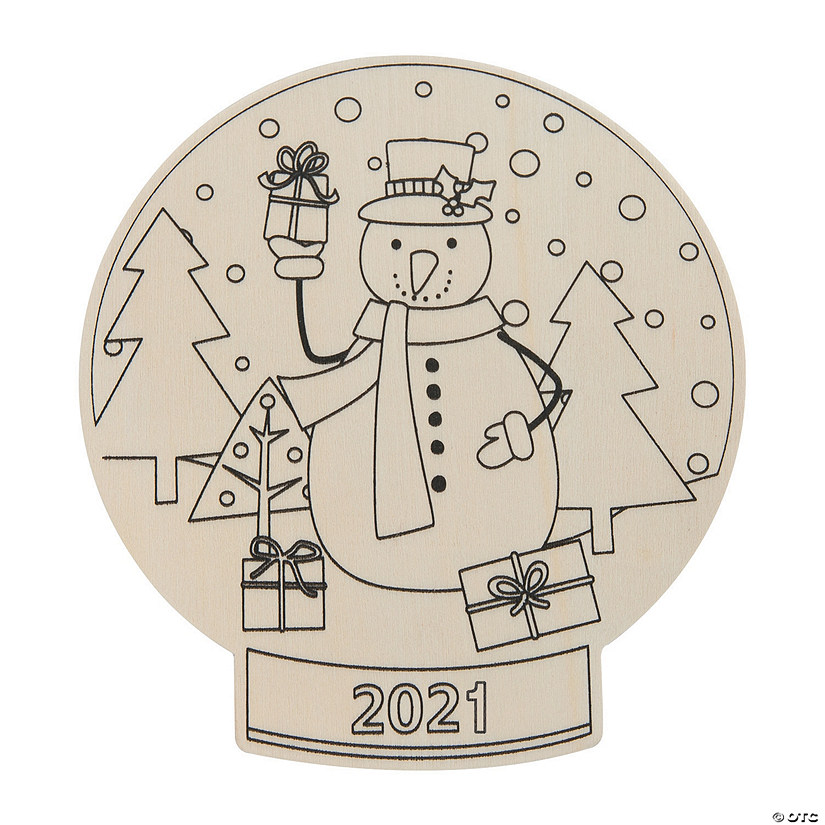 Color Your Own Dated Snow Globe Shapes - 12 Pc. Image