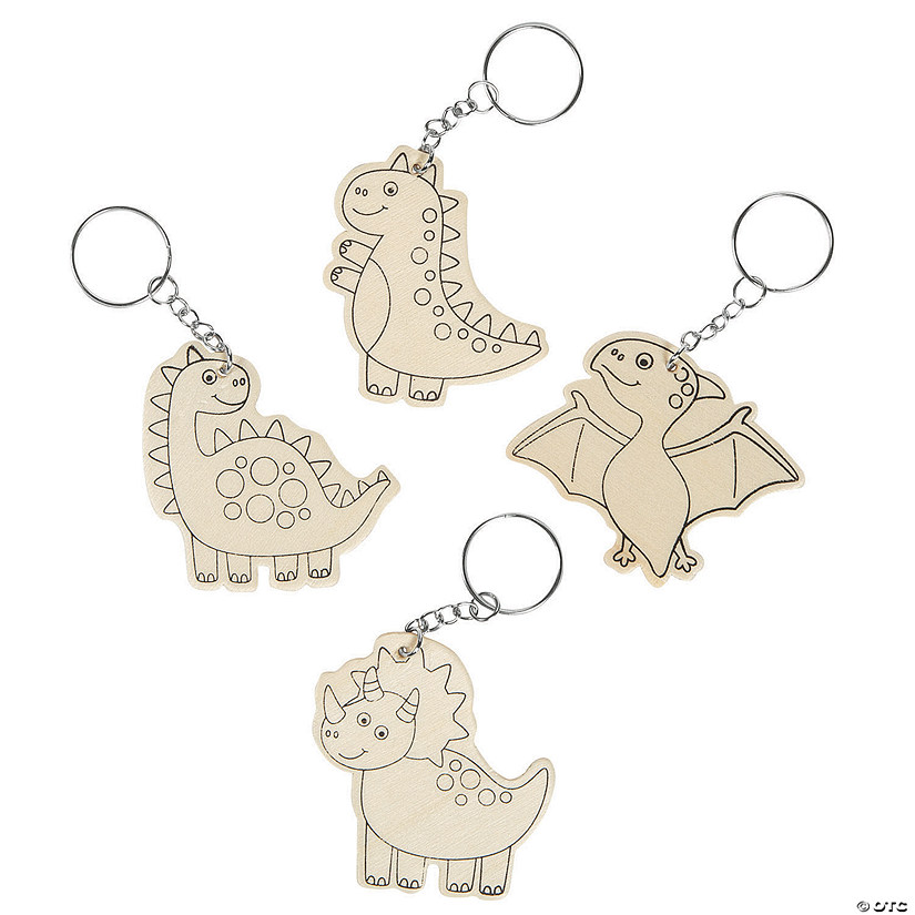 Color Your Own Dinosaur Keychains - 12 Pc. Image