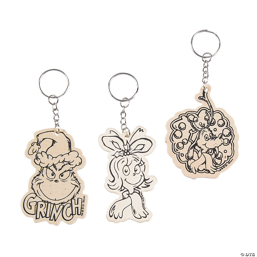 Color Your Own Dr. Seuss&#8482; The Grinch Keychains - 12 Pc. Image