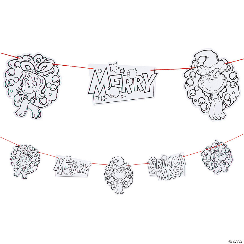 Color Your Own Dr. Seuss&#8482; The Grinch Merry Grinchmas Garland Craft Kit - Makes 12 Image