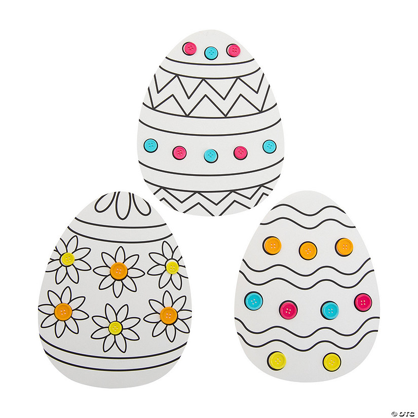 Color Your Own Easter Egg Button Craft Kit &#8211; Makes 12 Image