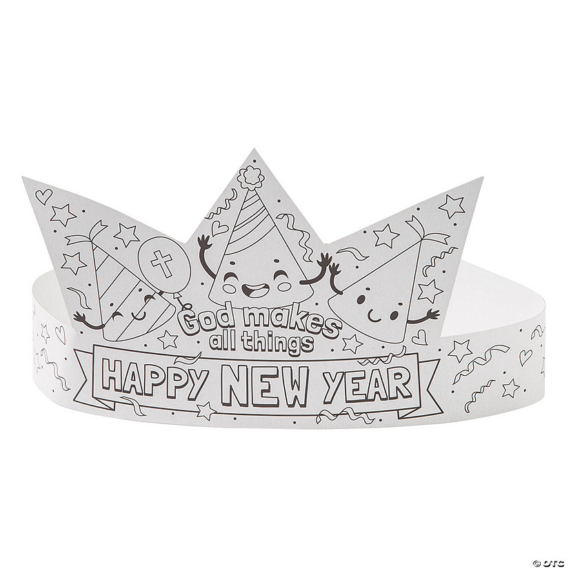 Color Your Own Faith Happy New Year Crowns - 12 Pc. Image