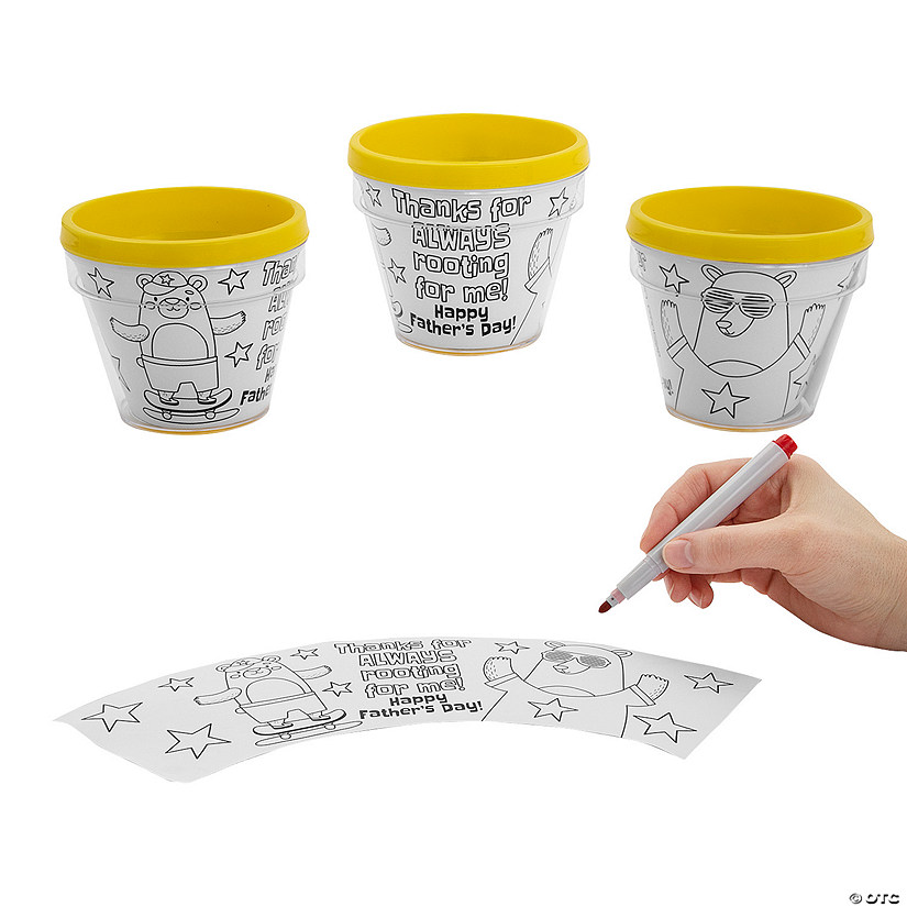 Color Your Own Father&#8217;s Day Flower Pots &#8211; 12 Pc.  Image