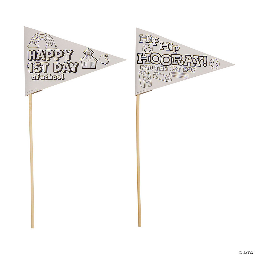 Color Your Own First Day of School Pennant Flags - 24 Pc. Image