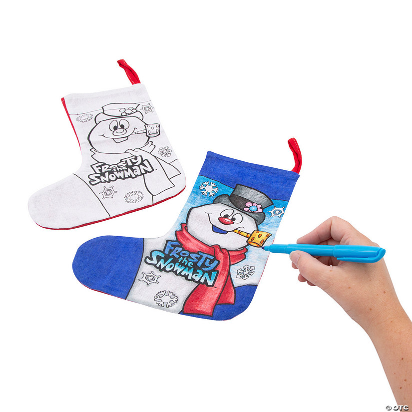 Color Your Own Frosty the Snowman&#8482; Christmas Stockings - 12 Pc. Image